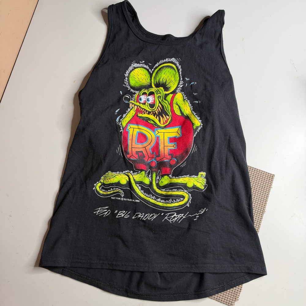 Rat Fink Big Daddy Ed Roth Graphic Tank Top Black Mens Medium Hot Rod Kustom